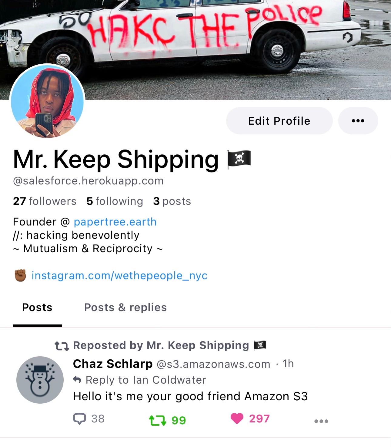 A user with the display name Chaz Schlarp hacked his domain verification to secure s3.amazonaws.com as his handle. I did the same with salesforce.herokuapp.com